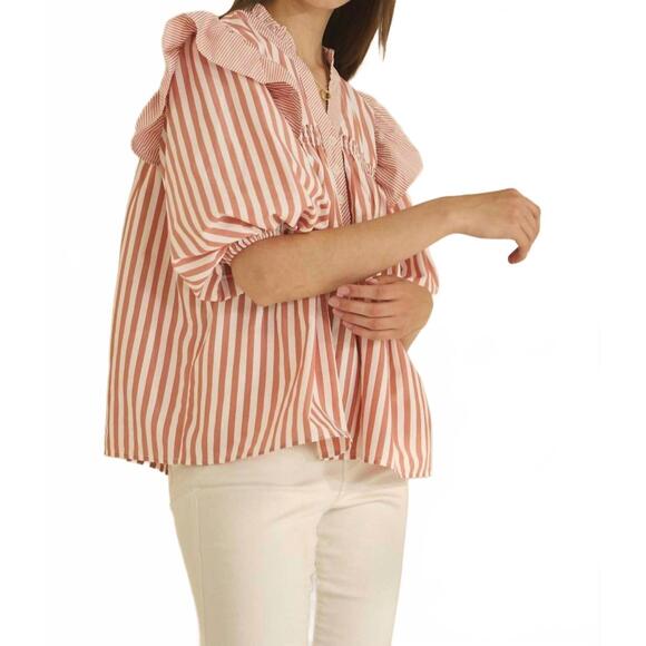 NEW ODDI dara striped blouse - plus in red - Picture 2 of 2